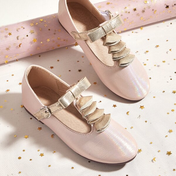 

Toddler Girls Metallic Bow Decor Flats, Pink