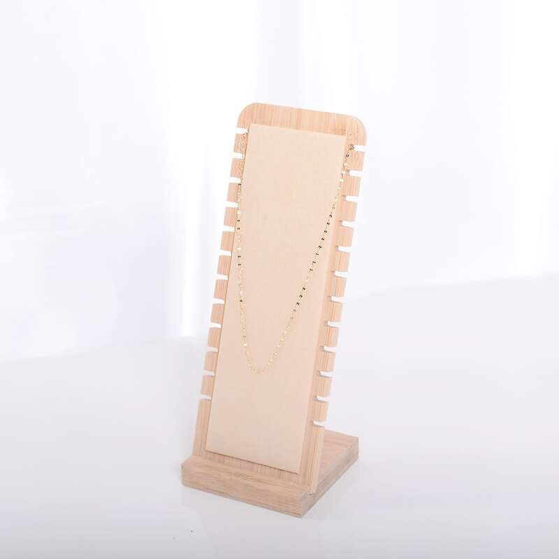 

1pc Wooden Jewelry Display Rack, Apricot