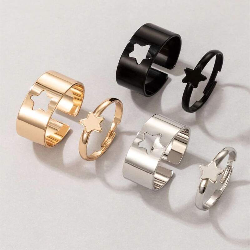 

6pcs Star Decor Ring, Multicolor