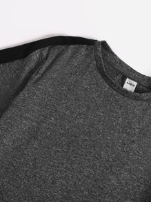 SHEIN Boys Contrast Sideseam Tee & Joggers Set - Black - View 4