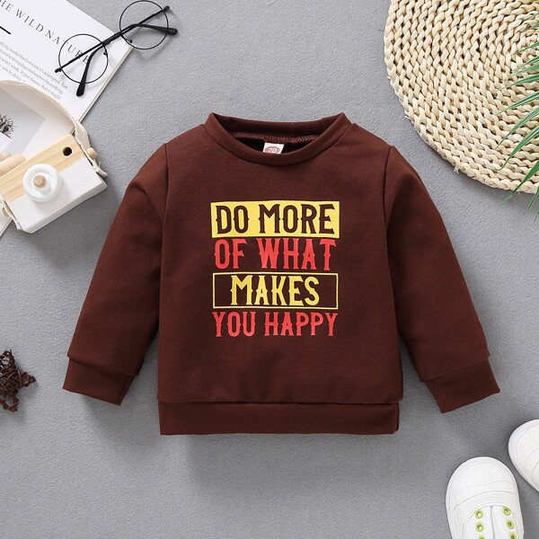 

Baby Boy Slogan Graphic Sweatshirt, Brown