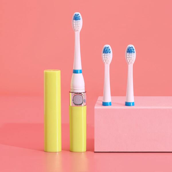 

1pc Sonic Electric Toothbrush & 3pcs Brush Head, Yellow