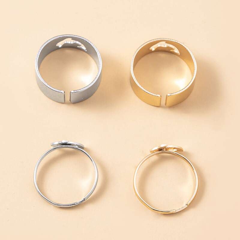 

4pcs Dolphin Design Ring, Multicolor