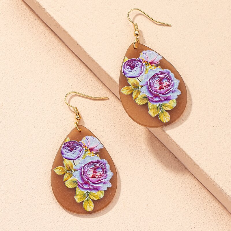 

Floral Decor Charm Earrings, Multicolor