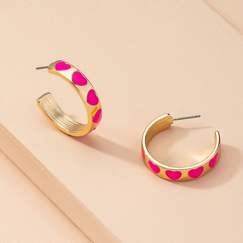 

Heart Decor Hoop Earrings, Gold