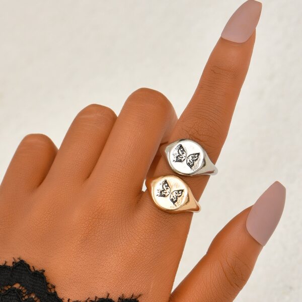 

2pcs Butterfly Pattern Ring, Multicolor