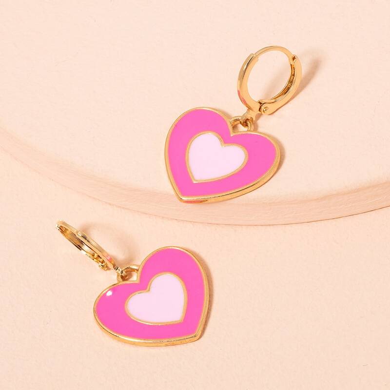 

Heart Charm Earrings, Multicolor
