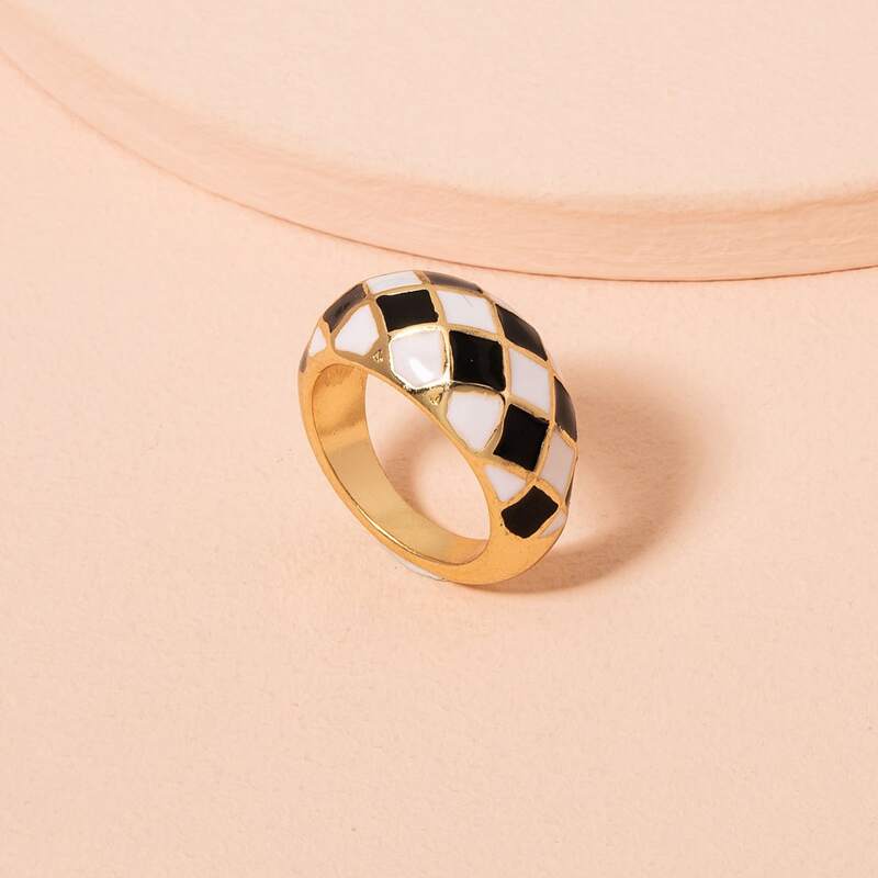 

1pc Colorblock Ring, Multicolor