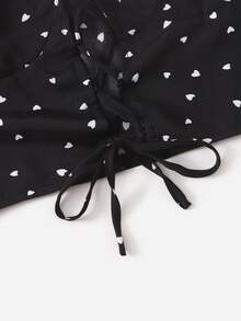 休閒打結 繫帶心 全身印花女士背心 - 黑色 - 查看 4