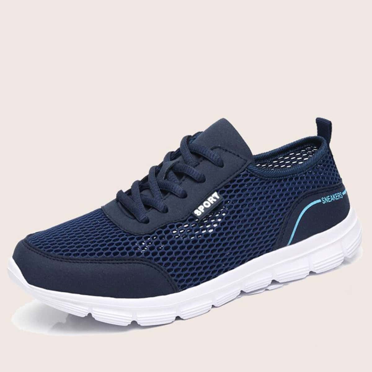 

Guys Mesh Panel Lace Up Front Running Shoes, Blue