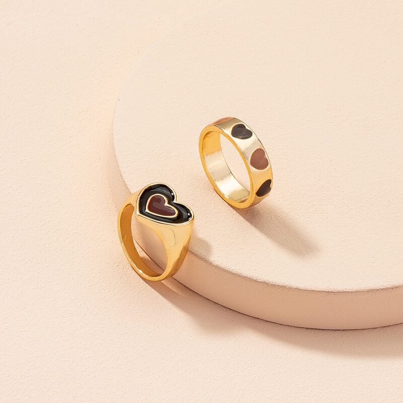 

2pcs Heart Decor Ring, Multicolor