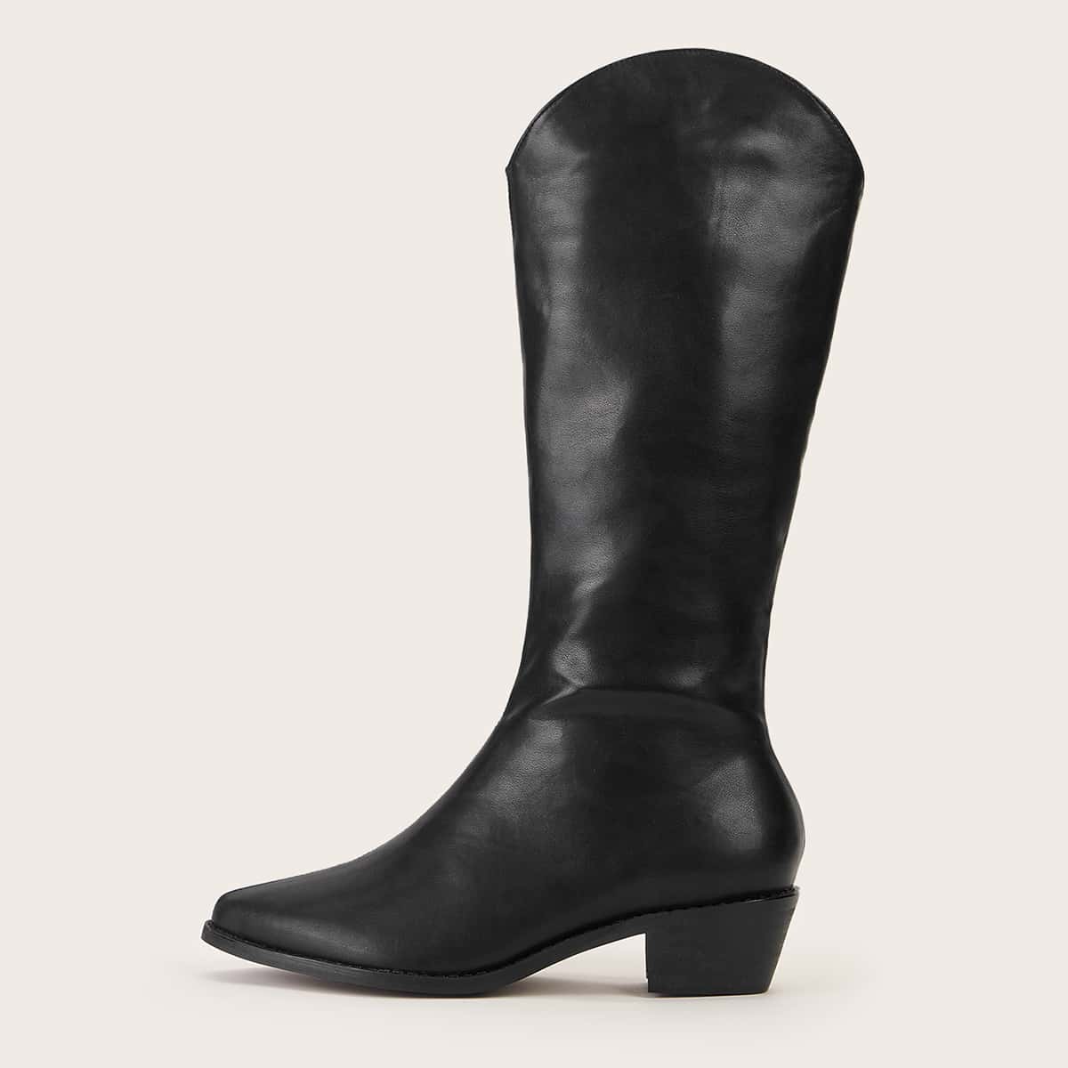 

Minimalist Point Toe Riding Boots, Black
