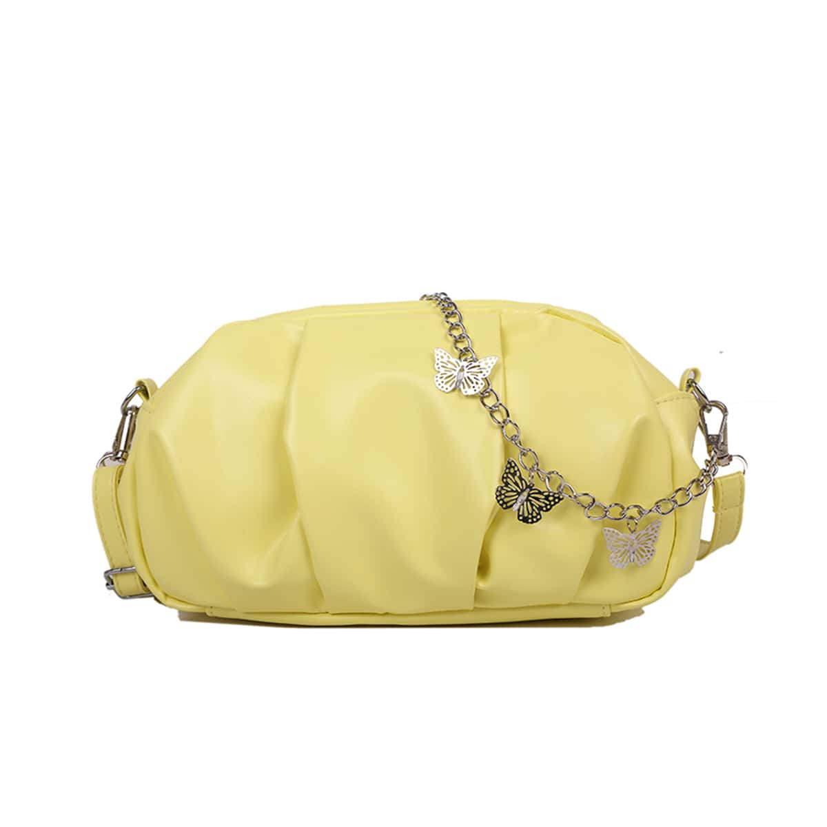 

Chain Decor Ruched Bag, Yellow