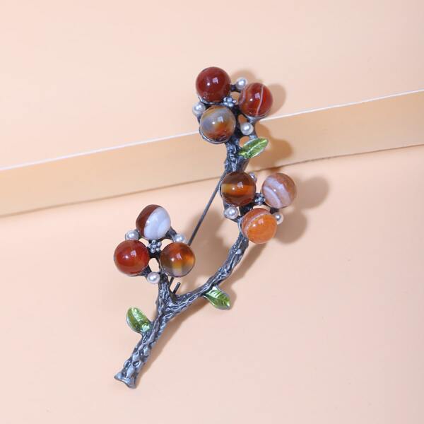 

Tree Design Brooch, Multicolor