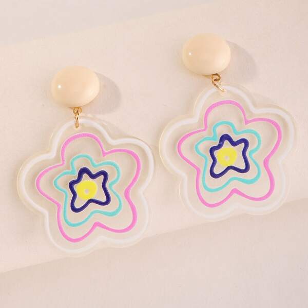 

Resin Flower Drop Earrings, Multicolor