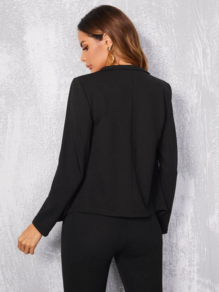 Women's Notch Collar Long Sleeve Blazer Jacket, Casual Black Coat, Business & Formal Wear, Autumn