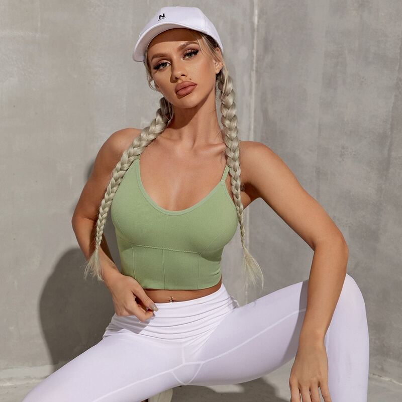 

Seamless Low Back Sports Bra, Mint green