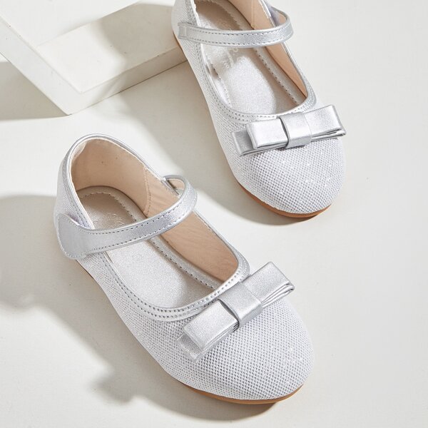 

Toddler Girls Metallic Bow Decor Flats, Silver