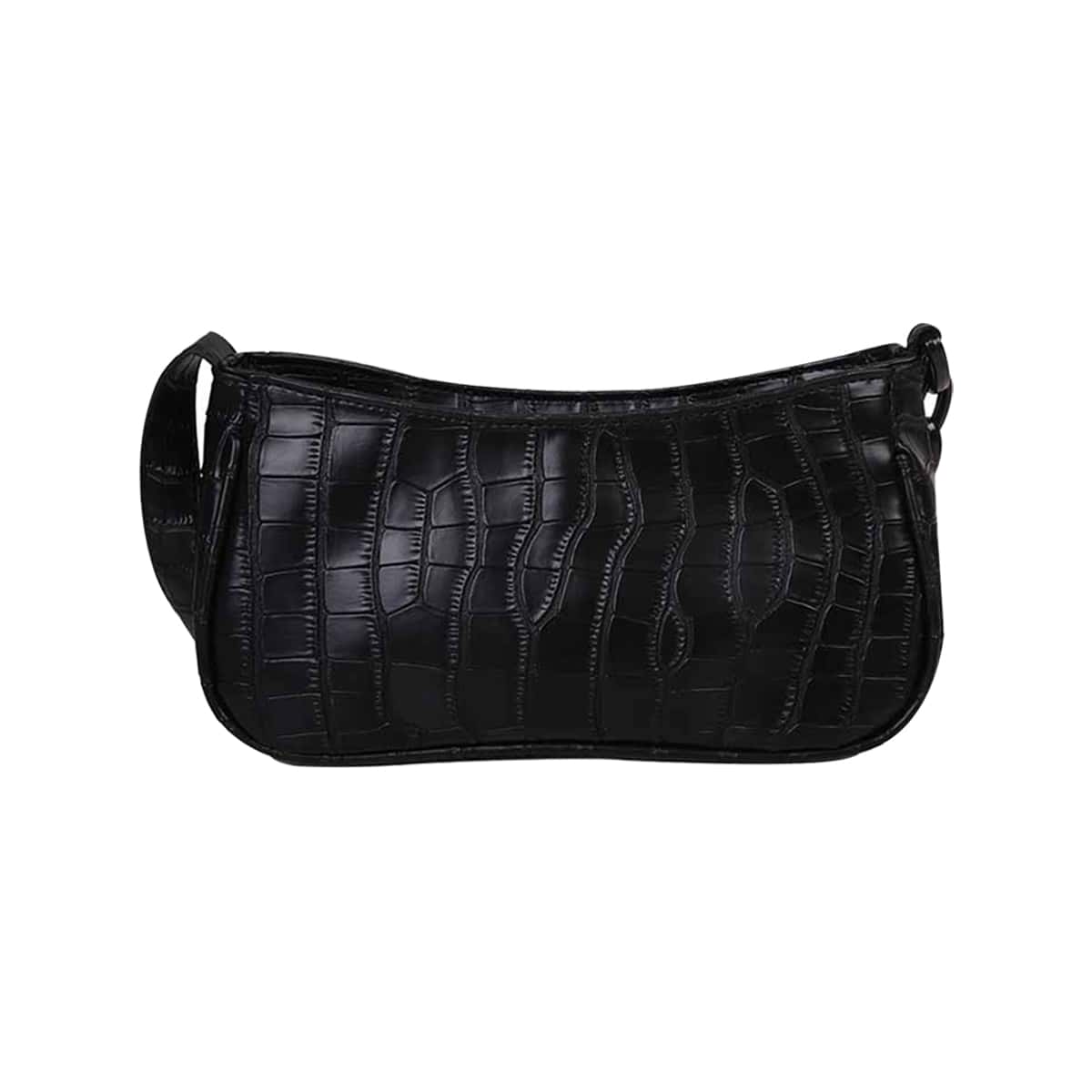 

Croc Embossed Shoulder Bag, Black