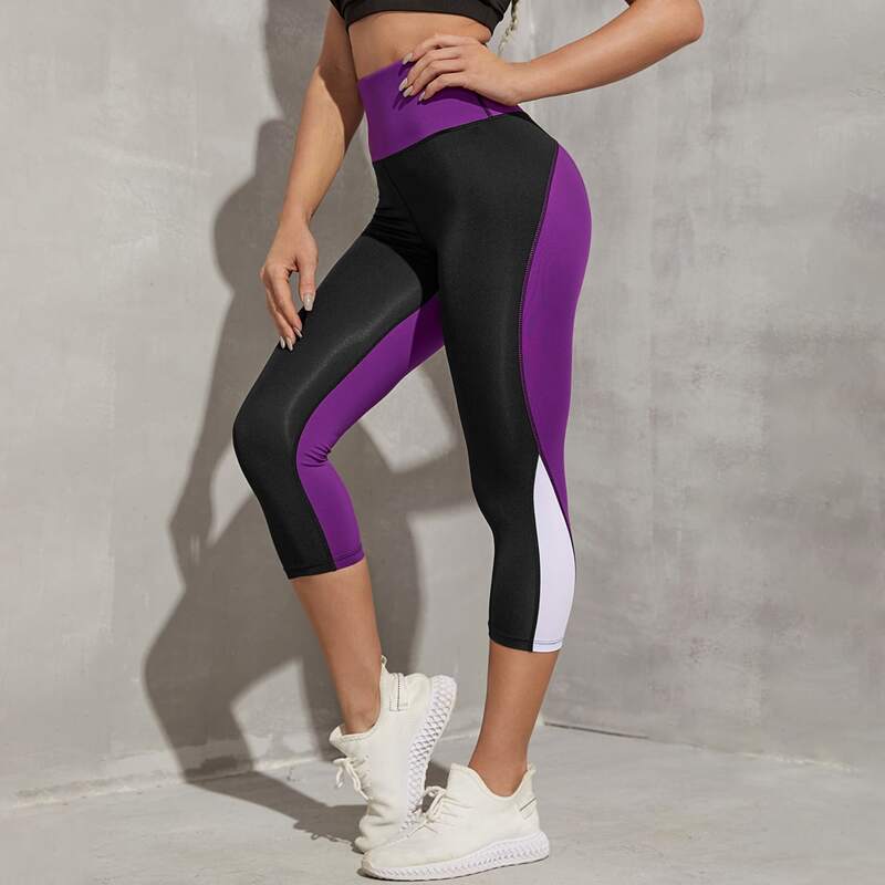 

Absorbs Sweat Colorblock Sports Leggings, Multicolor