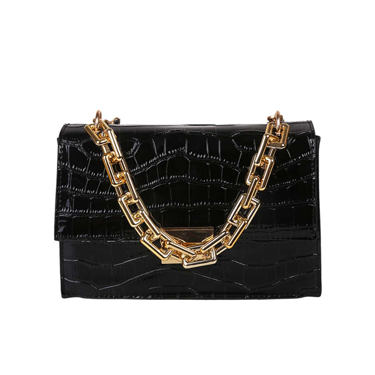 

Croc Embossed Crossbody Bag, Black