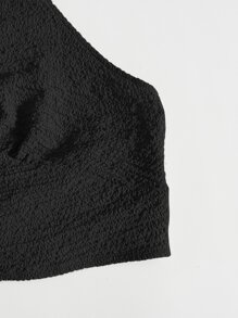 SHEIN EZwear Áo hai dây Lộ Lưng Buộc lại màu trơn Boho - màu đen - Xem 5