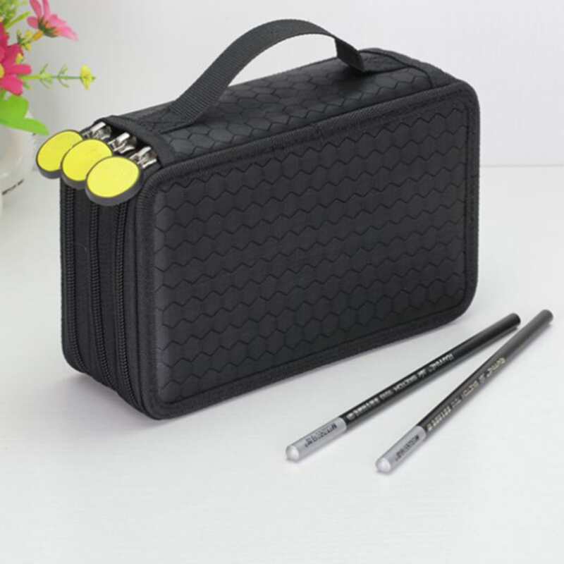 

1pc Solid Color Large Pencil Bag, Black