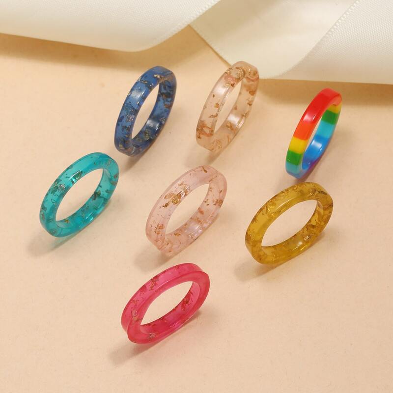 

7pcs Minimalist Ring, Multicolor