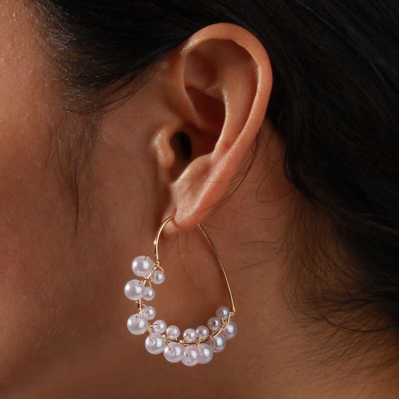 

Heart Hoop Earrings, White