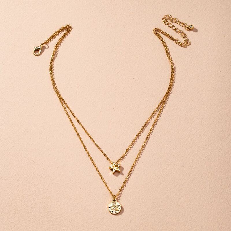 

Geo Pendant Layered Chain Necklace, Gold