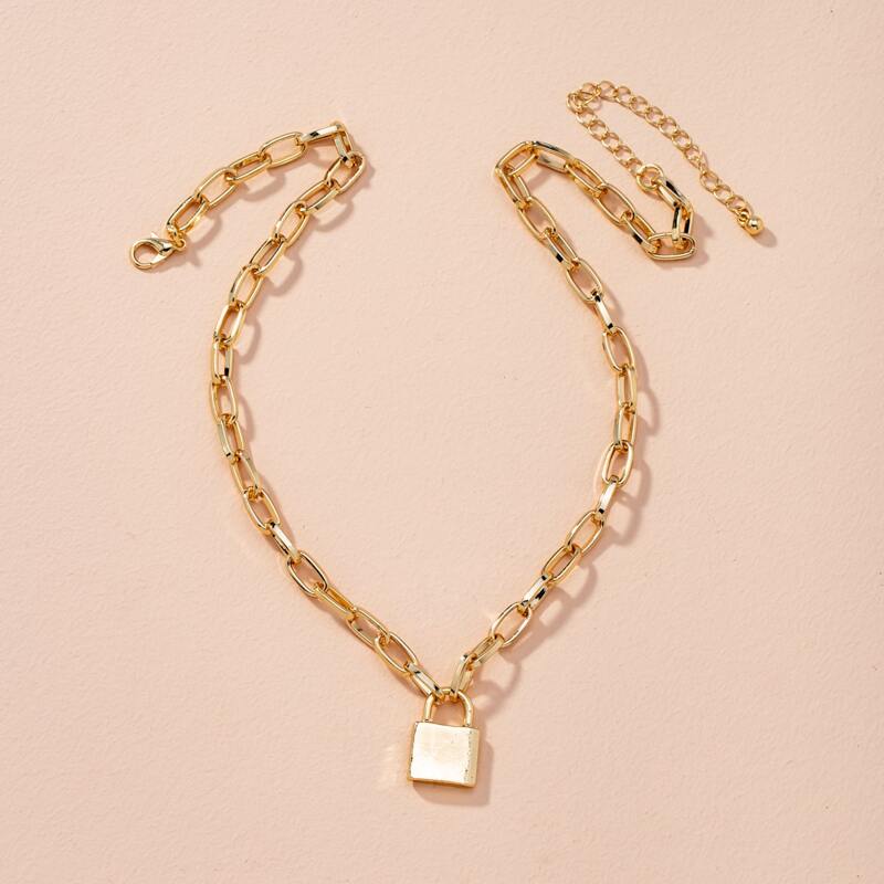 

Lock Pendant Chain Necklace, Gold