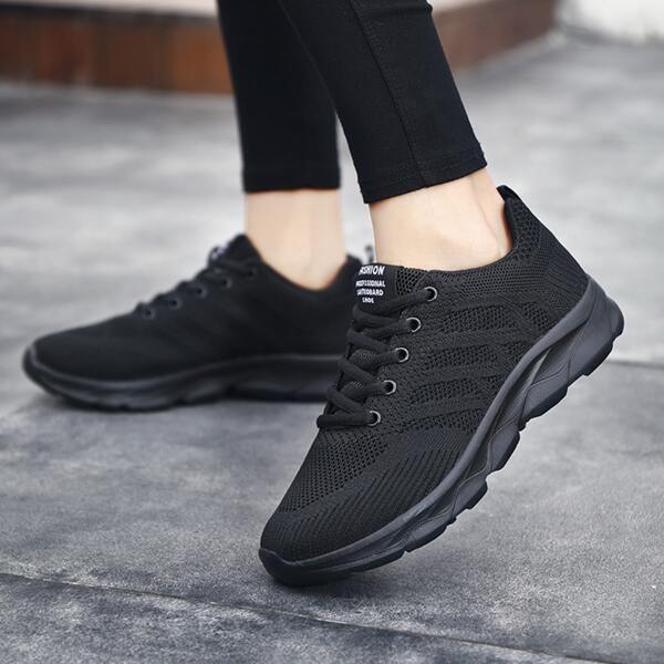 

Lace Up Front Breathable Sneakers, Black