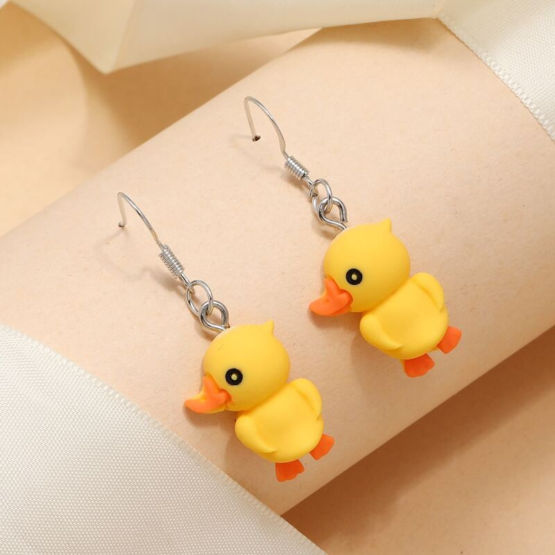 

1pair Duck Charm Earrings, Yellow