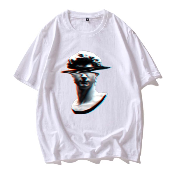 

Men Statue Print Short Sleeve Tee, White