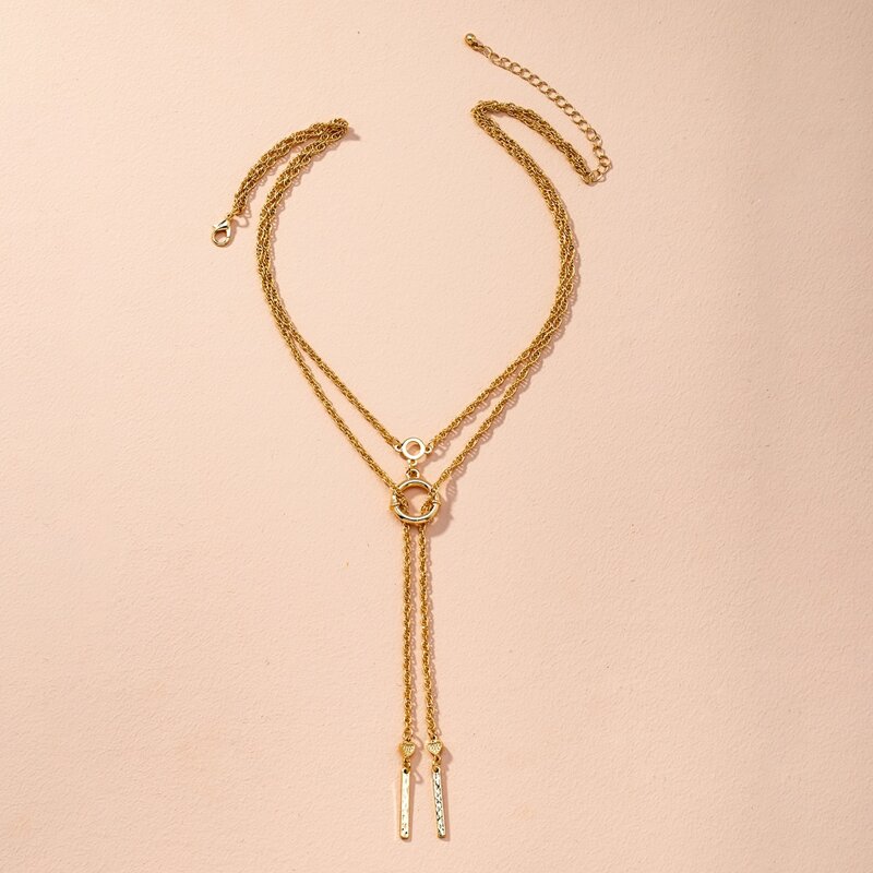 

Geo Charm Layered Chain Necklace, Gold