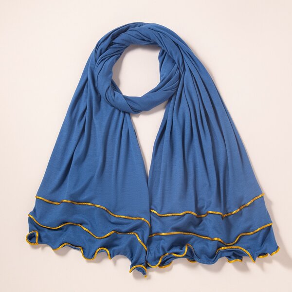 

Contrast Trim Scarf, Blue