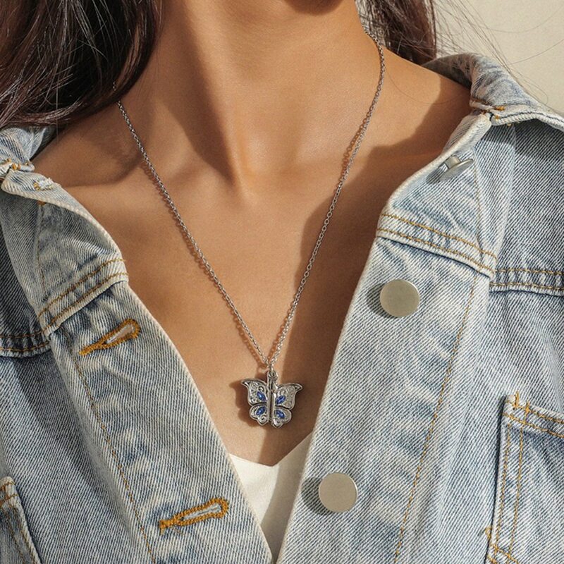 

Butterfly Pendant Chain Necklace, Silver