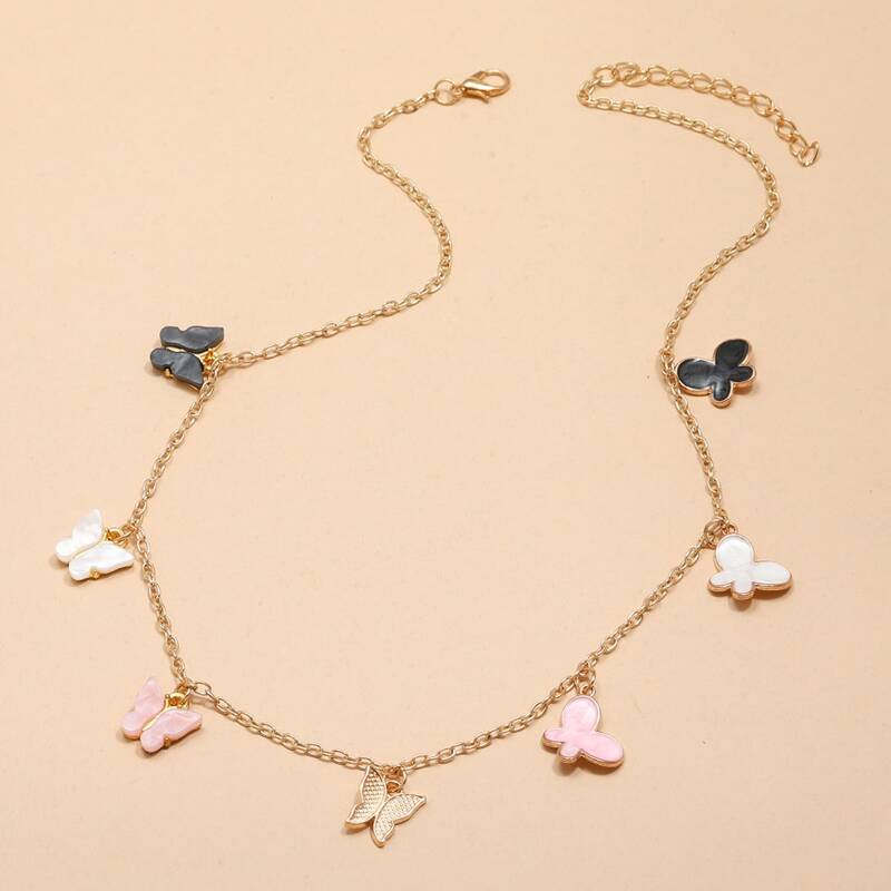 

Butterfly Charm Chain Necklace, Multicolor