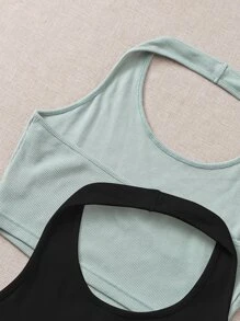 SHEIN EZwear 2 件装女式纯色吊带上衣 - 彩色 - 查看 3