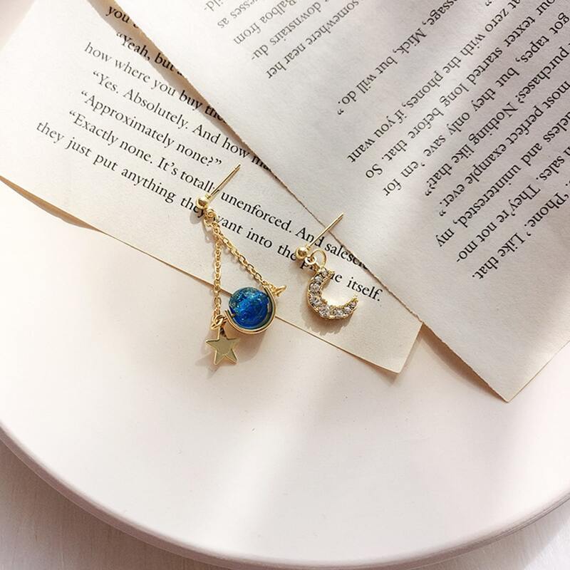 

Rhinestone Decor Charm Earrings, Gold