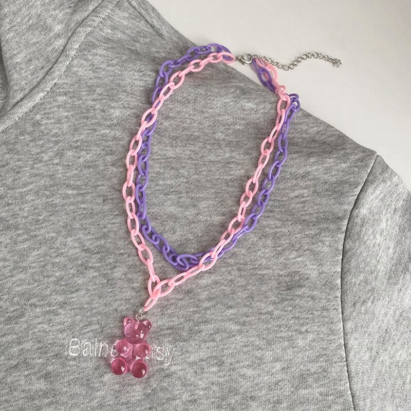 

Bear Pendant Layered Necklace, Multicolor