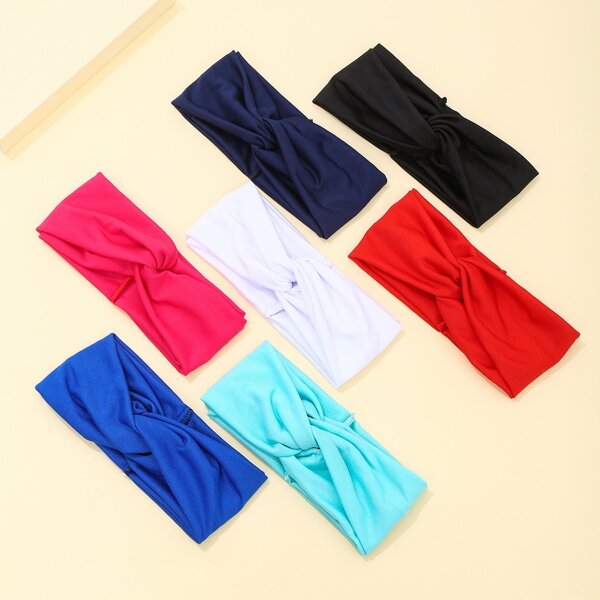 

7pcs Solid Hair Band, Multicolor