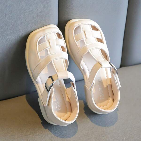 

Toddler Girls Cut Out Velcro Strap Sandals, Beige