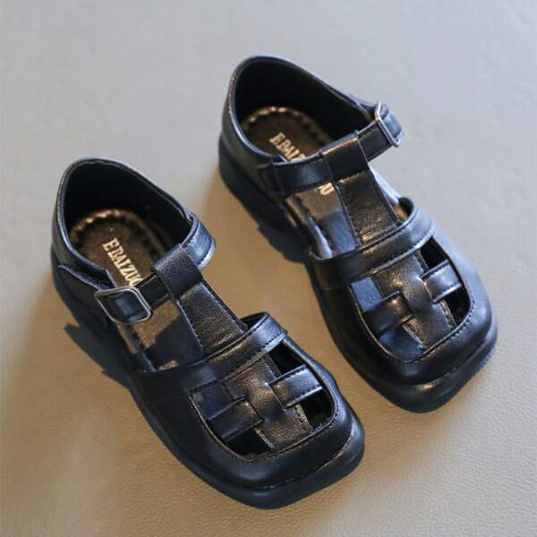

Toddler Girls Cut Out Velcro Strap Sandals, Black