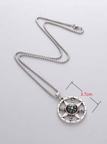 Aleación de collar con colgante de brújula para hombres de moda y popular para regalo de joyería y para una apariencia elegante - Plata antigua - Ver 3