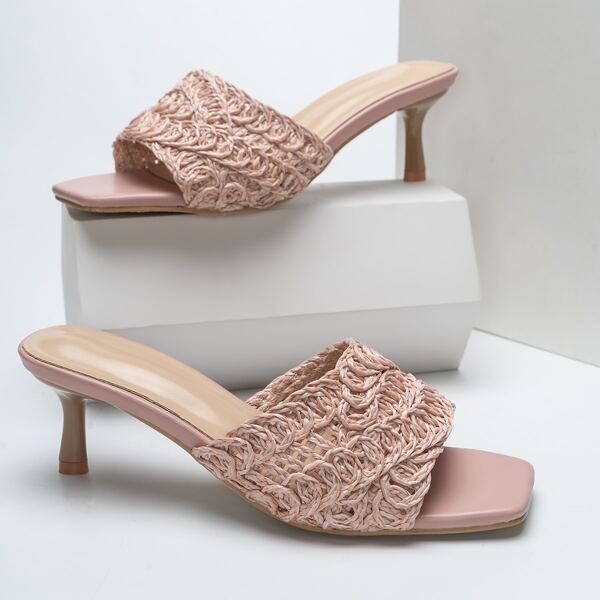 

Minimalist Braided Stiletto Heeled Mules, Pink