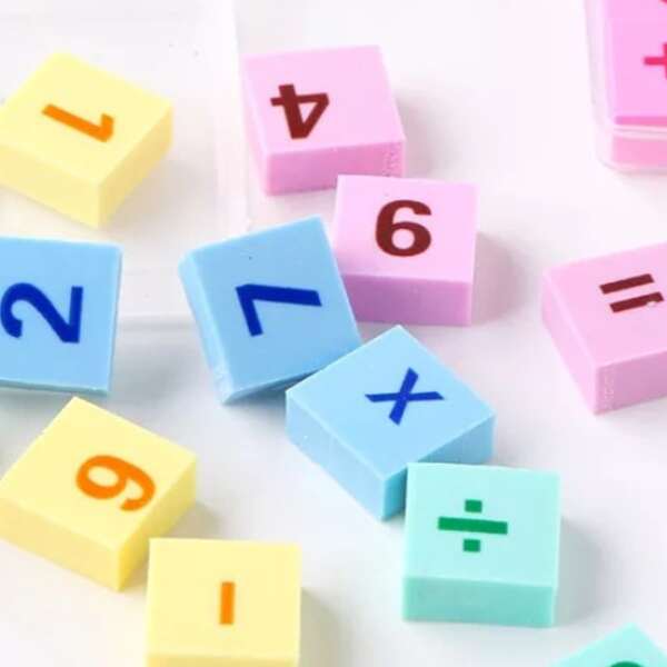 

1box Number Print Eraser, Multicolor