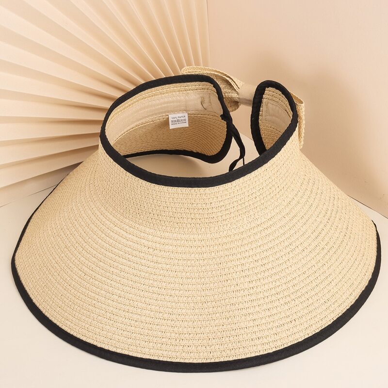 

Straw Visor Hat, Beige