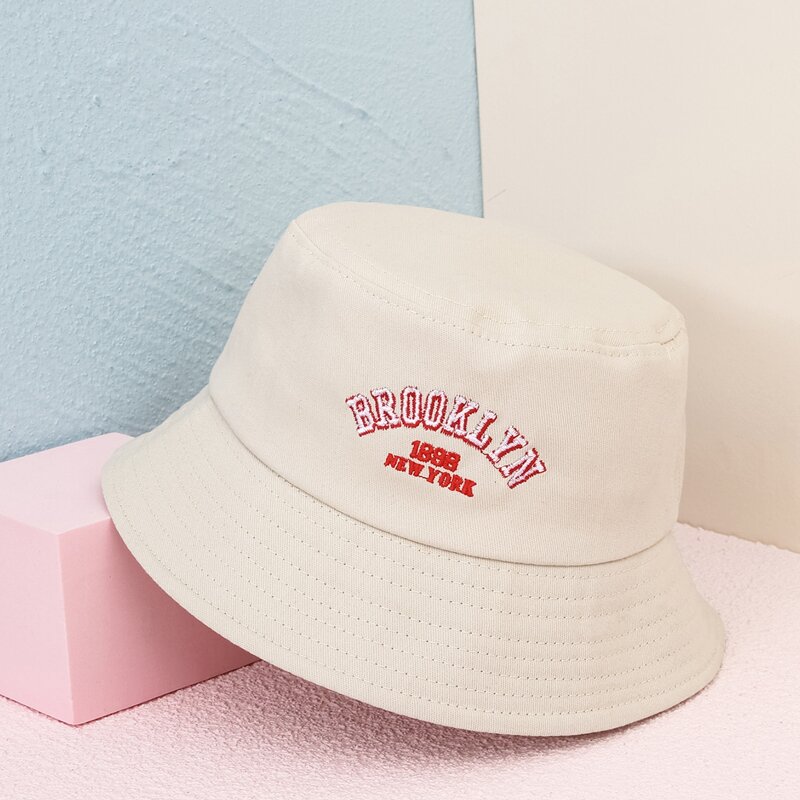 

Letter Graphic Embroidery Bucket Hat, Beige