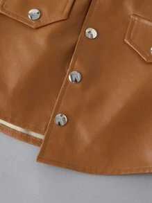 小女童蕾絲邊襯衫和翻蓋細節背带半身裙 - 彩色 - 查看 4